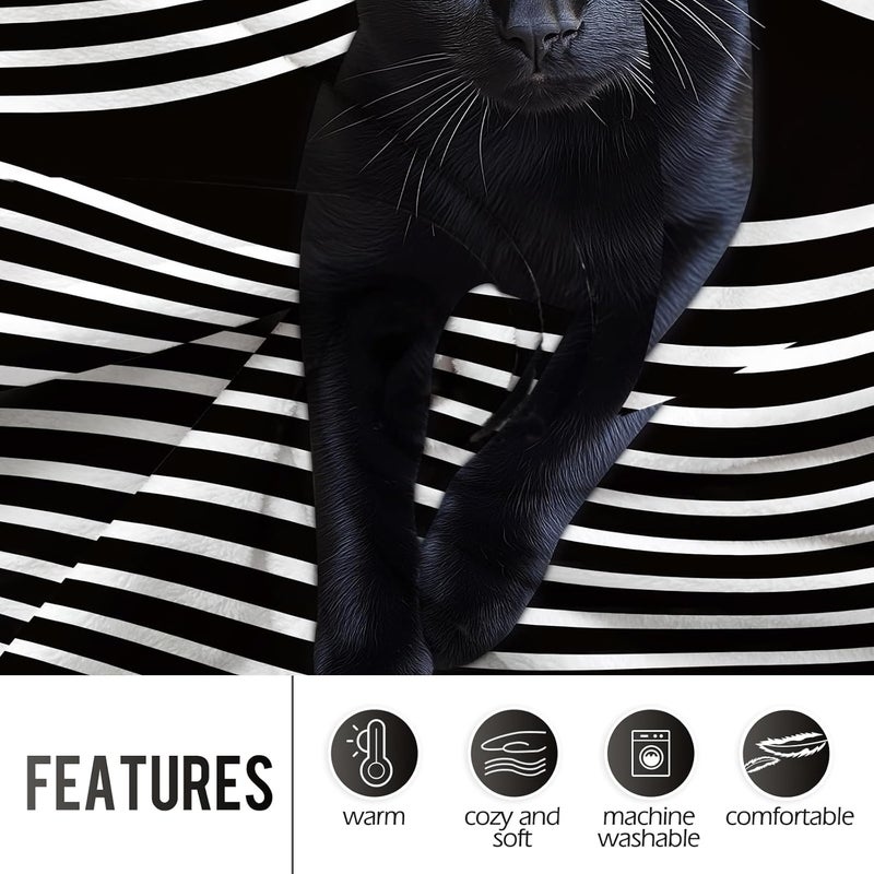 Levens Black Cat Blanket Gift for Girls Women, Toddler Cute Pet Halloween Throw Blankets Decor for Couch Sofa Bed Soft Cozy Flannel Birthday Lightweight Blanket 60"x50" - Image 3